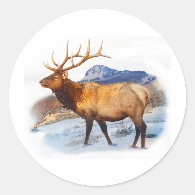 Bull elk t idea.pdf runder aufkleber (Vorderseite)