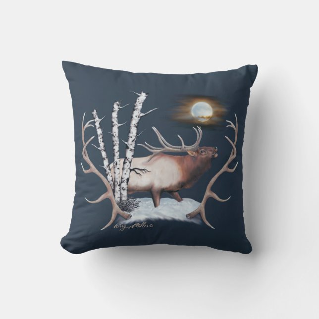 Bull Elk Throw Kissen (Vorderseite)