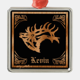 Bull Elk Wood Silhouette Ornament Aus Metall
