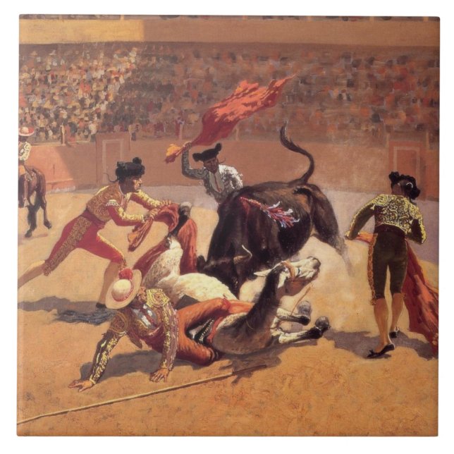 Bull Fighters in Mexiko (von Frederic Remington) Fliese (Vorderseite)
