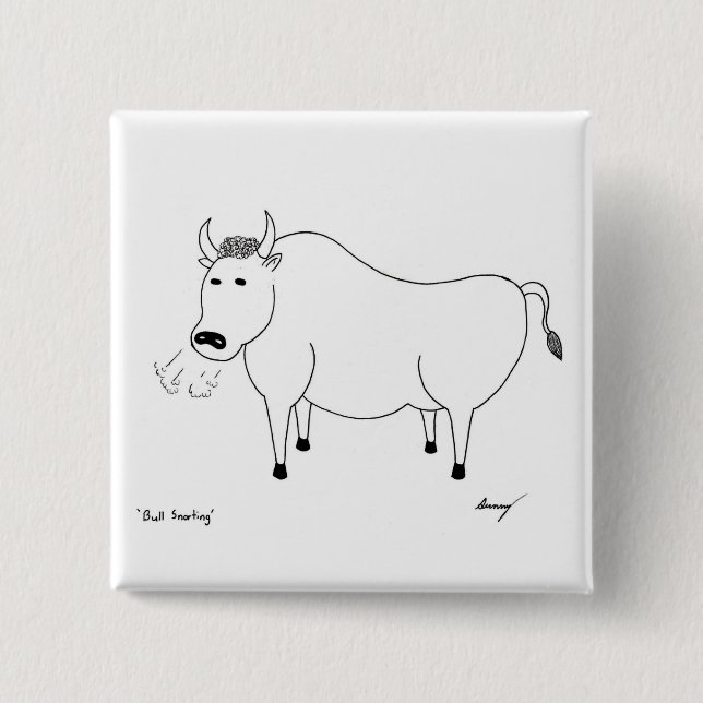 Bull Folk Art Button (Vorderseite)
