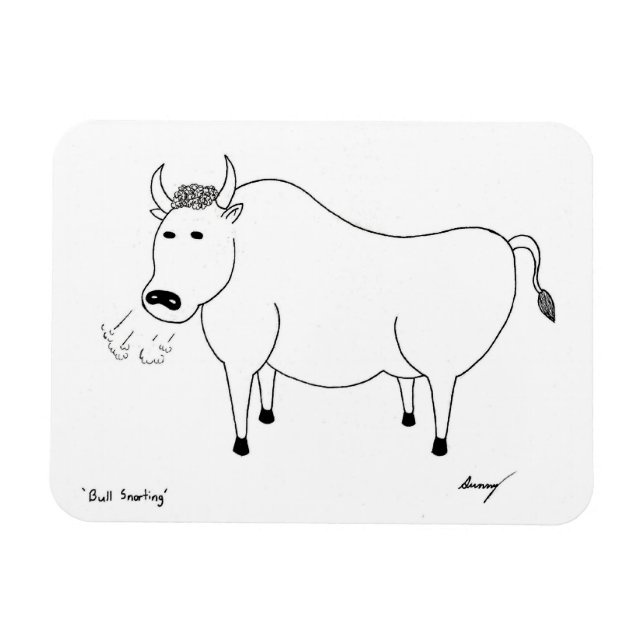 Bull Folk Art Flexible Magnet (Horizontal)