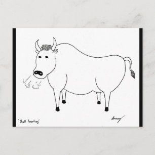Bull Folk Art: "Ich vermisse dich!...KEINE GLOBE!" Postkarte