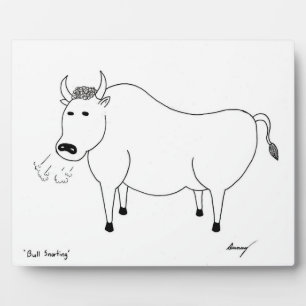 Bull Folk Art Plaque Fotoplatte