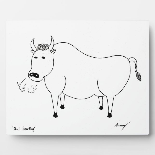 Bull Folk Art Plaque Fotoplatte (Vorderseite)