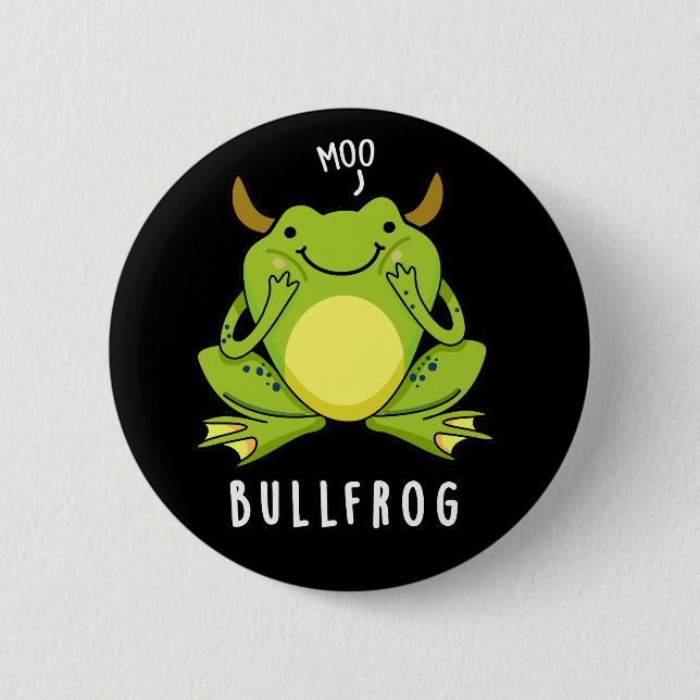Bull Frog Funny Animal Frog Pub Dark BG Button (Vorderseite)