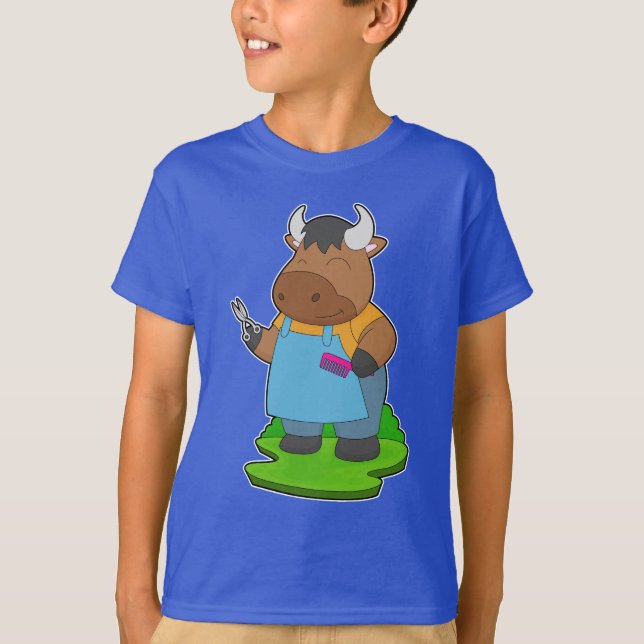 Bull Hairdresser Schere Comb T-Shirt (Vorderseite)