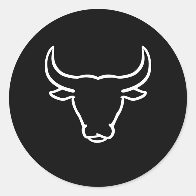 Bull Head Horns Runder Aufkleber (Vorderseite)