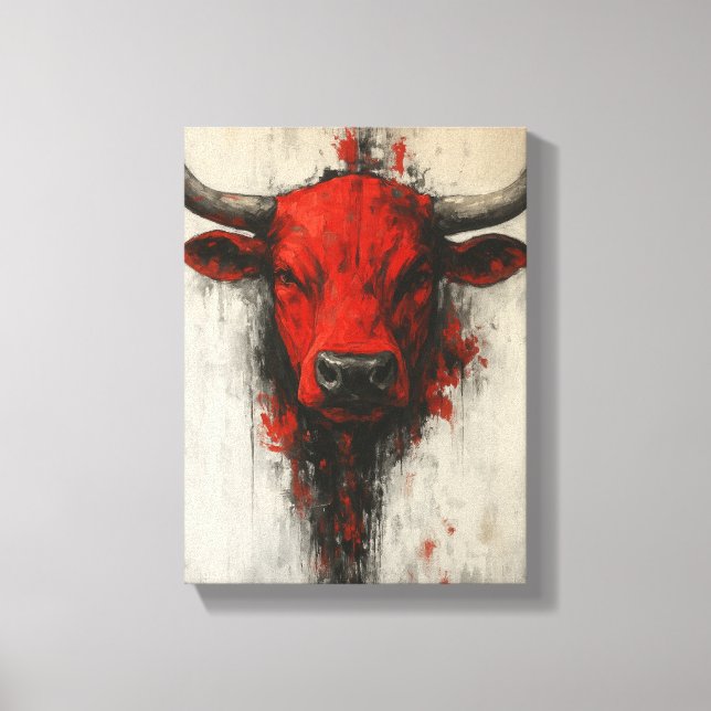 Bull Head Painting im fett Abstrakten Stil Leinwanddruck (Vorderseite)