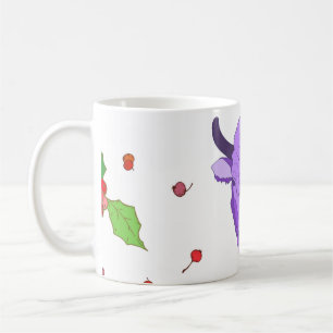 Bull, heilig, Misteloe und Beeren. Das Symbol Kaffeetasse