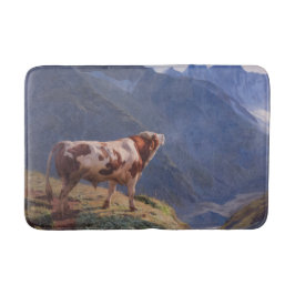 Bull in den Alpen (von Eugène Burnand) Badematte