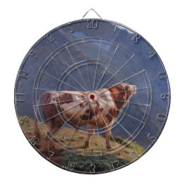 Bull in den Alpen (von Eugène Burnand) Dartscheibe