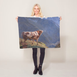 Bull in den Alpen (von Eugène Burnand) Fleecedecke