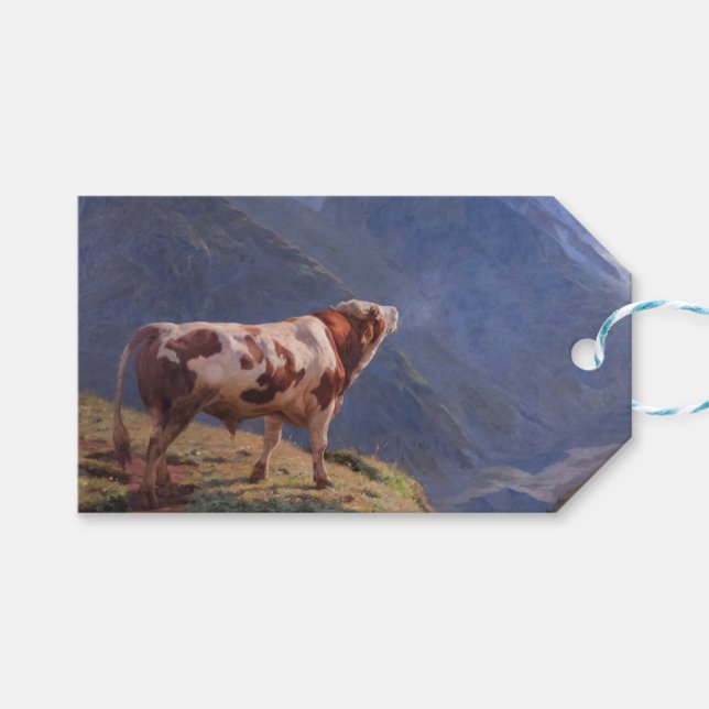 Bull in den Alpen (von Eugène Burnand) Geschenkanhänger (Vorderseite (Horizontal))
