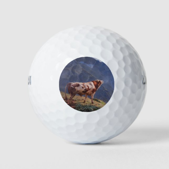 Bull in den Alpen (von Eugène Burnand) Golfball (Vorderseite)