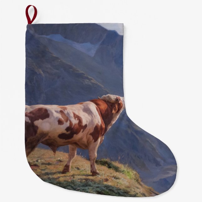 Bull in den Alpen (von Eugène Burnand) Großer Weihnachtsstrumpf (Vorderseite)