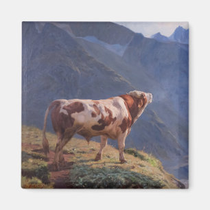 Bull in den Alpen (von Eugène Burnand) Magnet