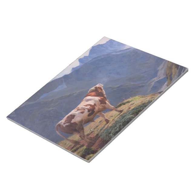 Bull in den Alpen (von Eugène Burnand) Notizblock (angewinkelt)