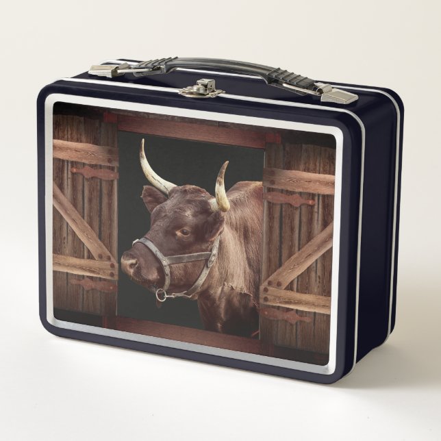 Bull in der Hüttenmetalldose Metall Brotdose (Vorderseite)