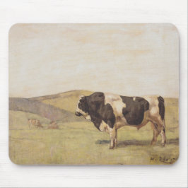 Bull in einer Schweizer Landschaft (von Ferdinand Mousepad