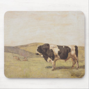 Bull in einer Schweizer Landschaft (von Ferdinand  Mousepad