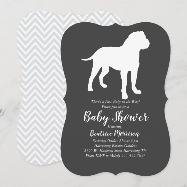 Bull Mastiff Dog Baby Duwer Gender Neutral Einladung (Vorne/Hinten)
