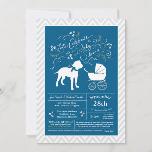 Bull Mastiff Dog Baby Shower Blue Boy Einladung