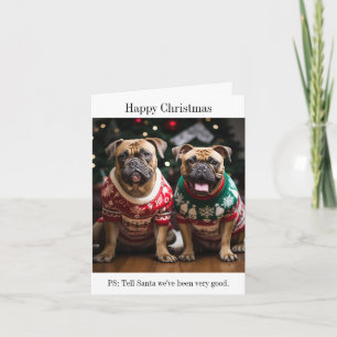 Bull Mastiff Hunde in Christmas Sweaters Karte