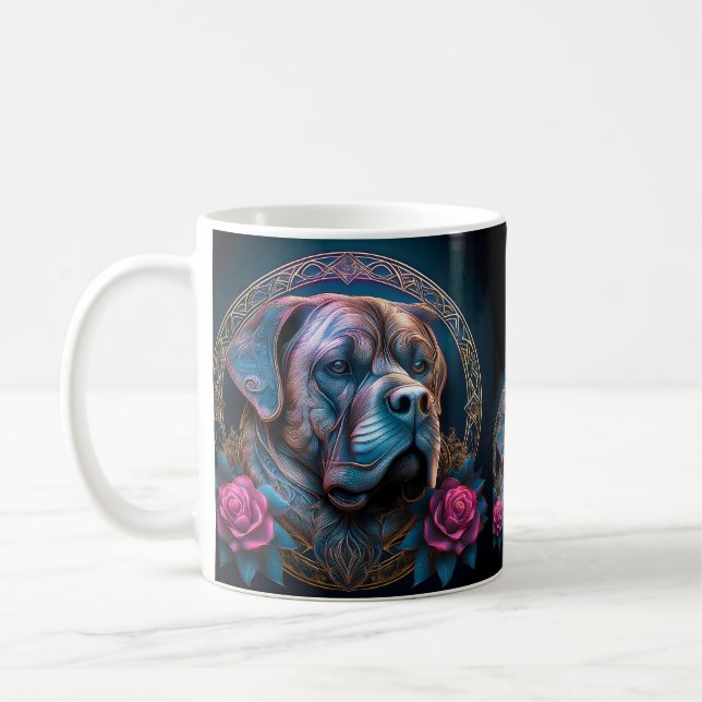Bull Mastiff Peers durch ein Zeitportal Kaffeetasse (Links)