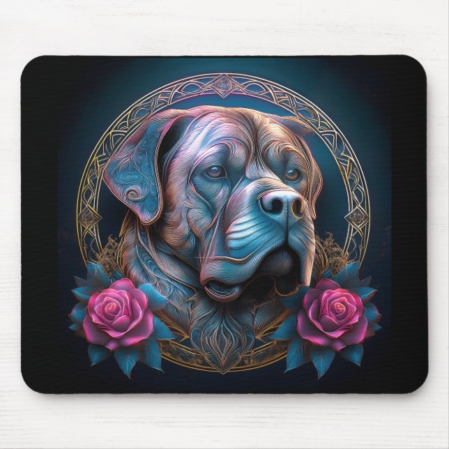 Bull Mastiff Peers durch ein Zeitportal Mousepad (Vorne)