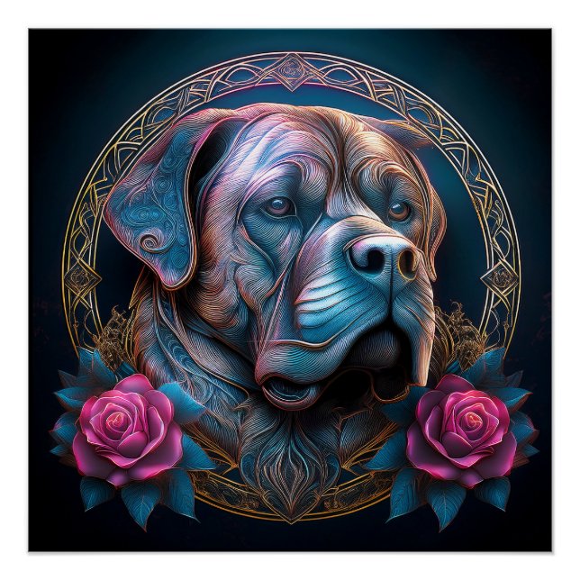 Bull Mastiff Peers durch ein Zeitportal Poster (Vorderseite)