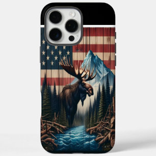 Bull Moose American Flag Art iPhone 16 Pro Max Hülle