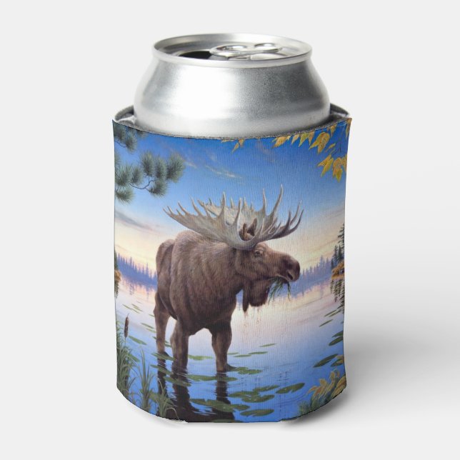Bull Moose Mountain River Scene Can Cooler Dosenkühler (Kanne Vorderseite)