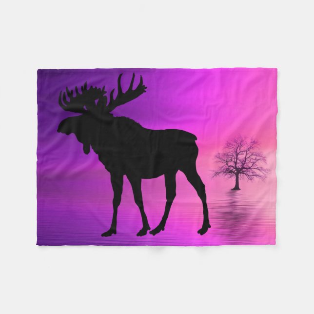 Bull Moose-Silhouette Fleecedecke (Vorderseite (Horizontal))