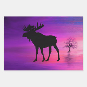 Bull Moose-Silhouette Geschenkpapier Set