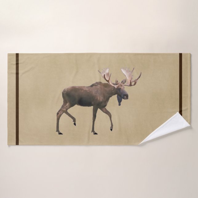 Bull Moose Sur Ancien Papier (Serviette de bain)