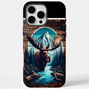 Bull Moose Wood Art iPhone 16 Pro Max Hülle