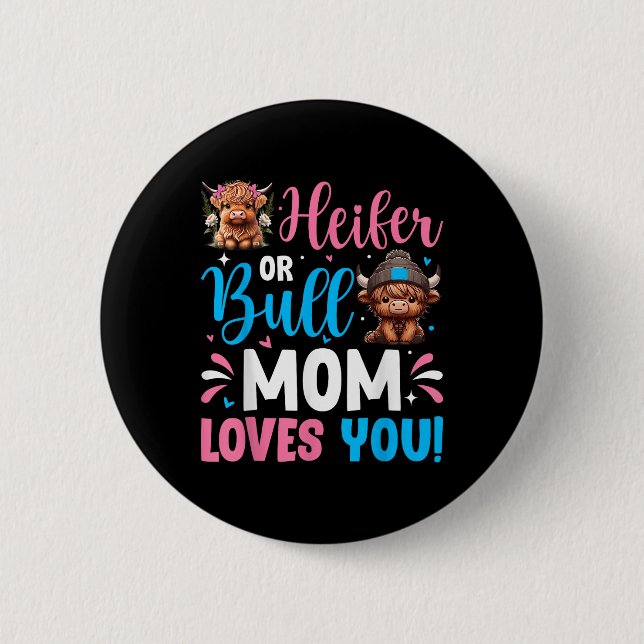Bull- oder Heifer-Gender-Aufdeckung der Hochlandku Button (Vorderseite)