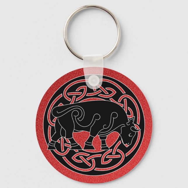 Bull of Prosperity - Celtic Knüpfarbeit Schlüssela Schlüsselanhänger (Vorderseite)