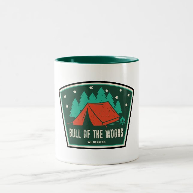 Bull of the Woods Wilderness Oregon Camping Zweifarbige Tasse (Mittel)
