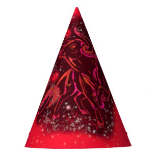 Bull Paper Party Hat läuft in Red Starry Night Partyhütchen