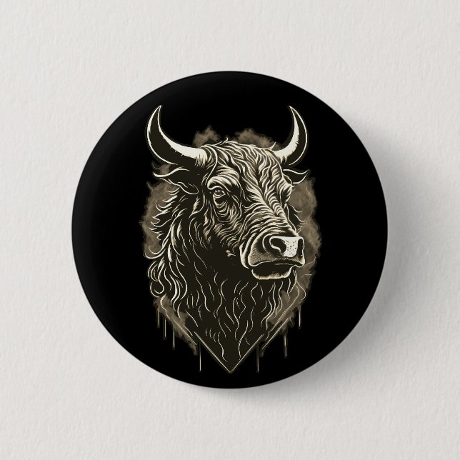 Bull Portrait Postkarte Button (Vorderseite)