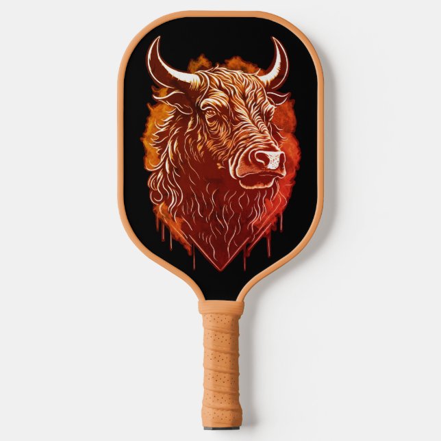 Bull Portrait Postkarte Pickleball Schläger (Vorderseite)
