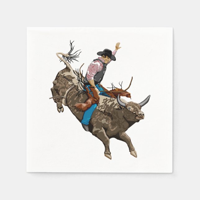 Bull Reiten Rodeo Cowboy Serviette (Vorderseite)