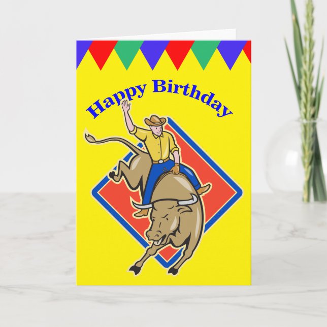 Bull Rider Cowboy Birthday Card Karte (Vorderseite)