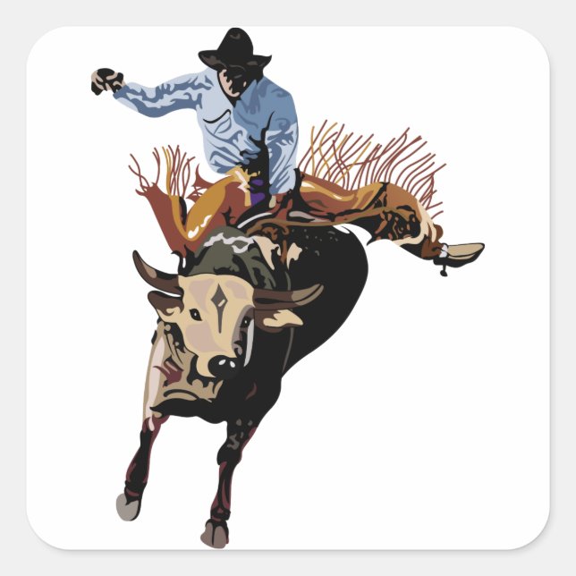 Bull Rider Quadratischer Aufkleber (Vorderseite)