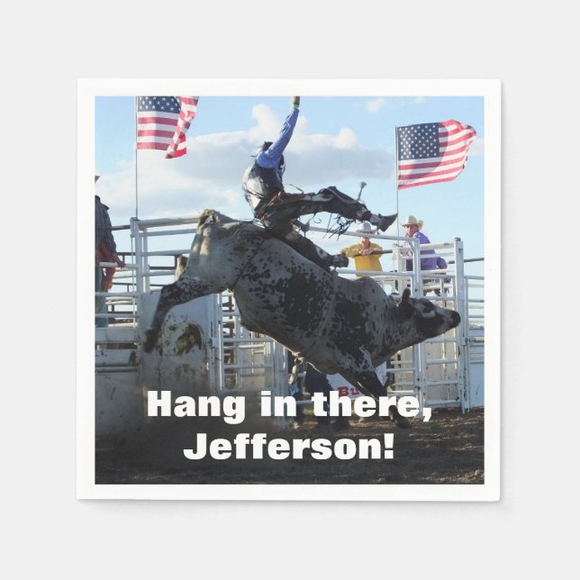 Bull Rider und Bucking Bull Rodeo Serviette (Vorderseite)