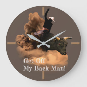 Bull Rider - weg von meinem Rücken! Große Wanduhr