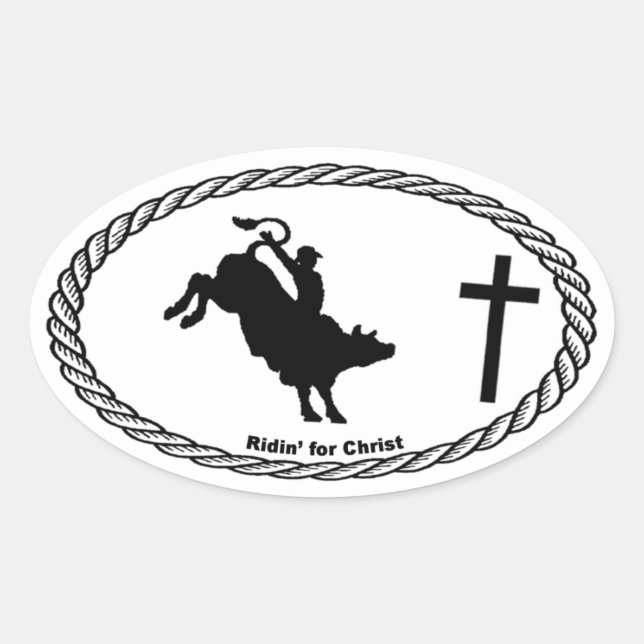 Bull Riding Cross Euro Style Ovaler Aufkleber (Vorderseite)