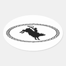 Bull Riding Euro Style Ovaler Aufkleber